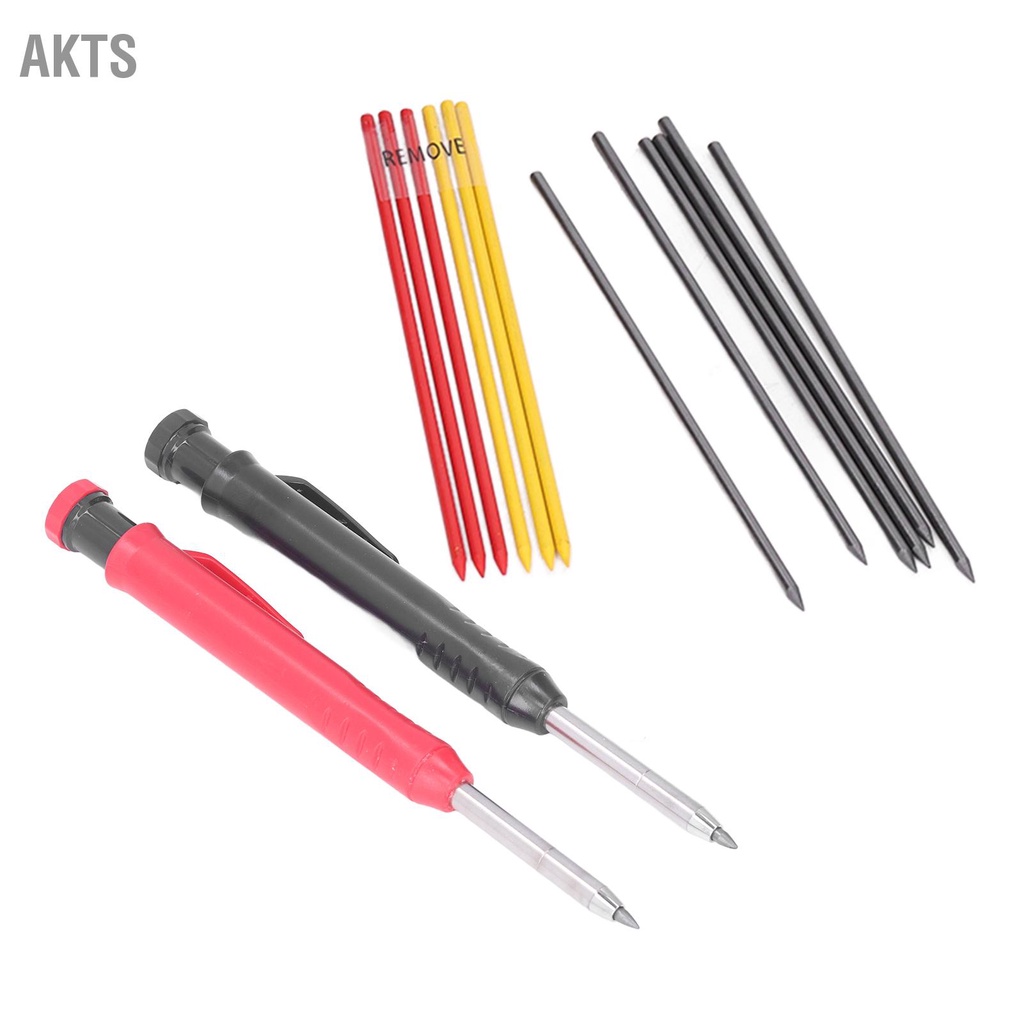 akts-14-ชิ้นช่างไม้ดินสอเครื่องหมายชุดเครื่องมือชุดพร้อมเติมสีแดงสีดำสีเหลืองสำหรับงานไม้