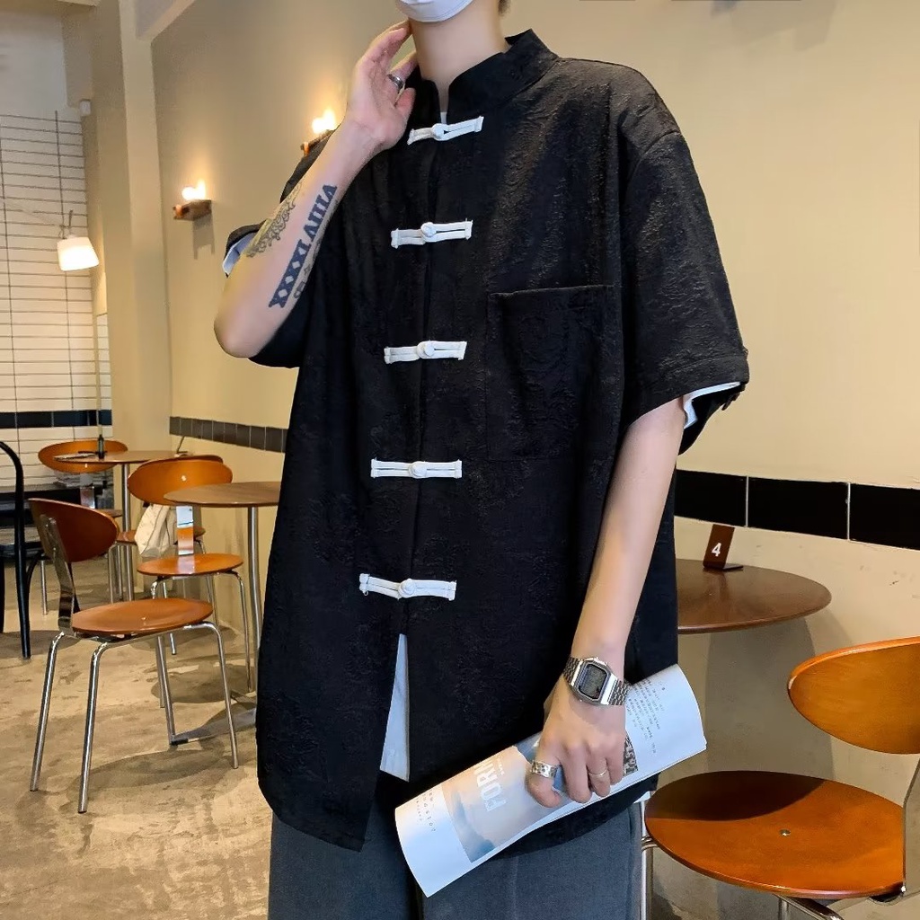 ใหม่-เสื้อเชิ้ตแฟชั่น-สไตล์จีนวินเทจ-สําหรับผู้ชาย