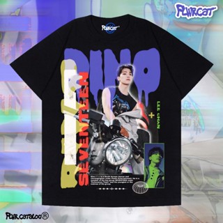  พิมพ์ลาย เสื้อยืดผ้าฝ้ายCOTTON Seventeen / DINO TEE / FLWRCATS-5XL