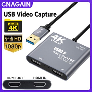 Cnagain การ์ดจับภาพวิดีโอ 4K 1080P USB 3.0 พร้อมไมโครโฟน สําหรับกล้อง DSLR PS 3 4 xbox Zoom สมาร์ทโฟน บันทึกวิดีโอสตรีมมิ่ง