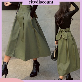 &lt;citydiscount&gt; กระโปรงสั้น เข้ารูป ประดับโบว์ สีพื้น แฟชั่นฤดูใบไม้ผลิ ฤดูร้อน สําหรับผู้หญิง