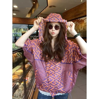 เสื้อแจ็กเก็ตกันแดด แบบบาง ทรงหลวม ระดับไฮเอนด์ สีแดง สไตล์เกาหลี ยุโรป เหมาะกับฤดูร้อน สําหรับผู้หญิง