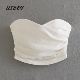Uibey เสื้อกั๊ก มีซิป สีขาว เซ็กซี่ 8990