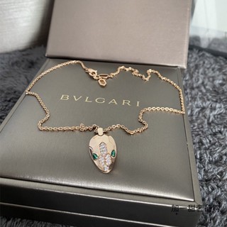 [พร้อมส่ง]Bvlgari  สร้อยคอ จี้หัวงู ประดับเพชร สีโรสโกลด์