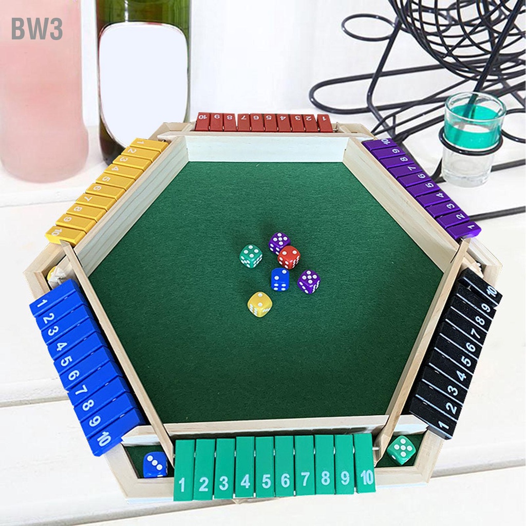 bw3-shut-the-box-dice-game-ผู้เล่น-6-คน-โต๊ะไม้ด้านสี-with-12