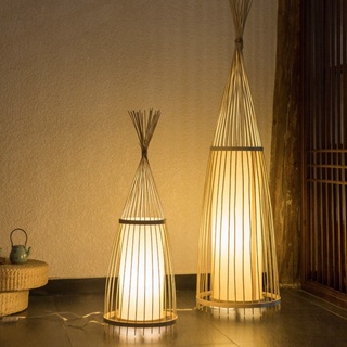 โคมไฟตั้งพื้น โคมไฟไม้ไผ่ สไตล์ญี่ปุ่น โมเดิร์น สร้างสรรค์ สําหรับตกแต่งบ้าน ห้องนอน ห้องนั่งเล่น