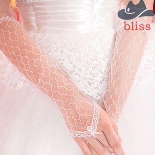 Bliss ถุงมือลูกไม้ ประดับโบว์ ยืดหยุ่น ยาวถึงข้อศอก ยืดหยุ่น เครื่องประดับแฟชั่น สําหรับผู้หญิง เจ้าสาว งานแต่งงาน