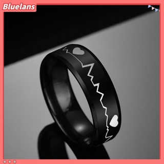 【 Bluelans 】แหวนแฟชั่น ECG รูปหัวใจ เหมาะกับของขวัญวันเกิด สําหรับผู้ชาย