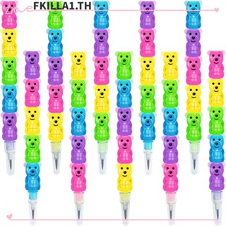 Faccfki ดินสอพลาสติก รูปหมี สีเขียว สีชมพู 5 in 1 สําหรับงานปาร์ตี้วันเกิด สํานักงาน