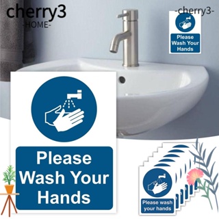 CHERRY3 ป้ายสติกเกอร์ไวนิล PVC ลาย Please Wash Your Hands คุณภาพสูง สําหรับตกแต่งบาร์ 12 ชิ้น