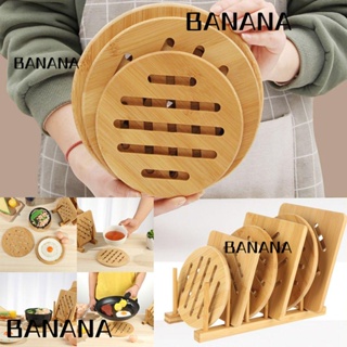 Banana1 แผ่นรองแก้วไม้ไผ่ ทรงสี่เหลี่ยม สไตล์โมเดิร์น เรียบง่าย กันลื่น ป้องกันความร้อน สําหรับรองโต๊ะอาหาร