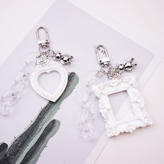 พวงกุญแจ จี้อะคริลิค รูปหัวใจน่ารัก สีขาว สําหรับตกแต่งกระเป๋า