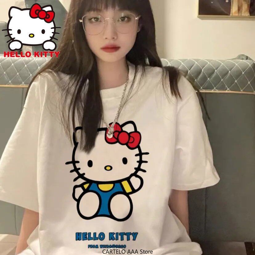 kawaii-hello-kitty-shirt-y2k-top-women-clothes-cotton-japanese-sanrio-kuromi-short-sleeve-t-shirt-female-couple-loose-s