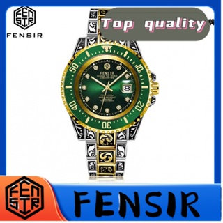 Fensir FENSIR พร้อมส่ง ขายดี นาฬิกาข้อมือแฟชั่น แกะสลัก เรืองแสง ปฏิทิน สไตล์เรโทร สําหรับผู้ชาย