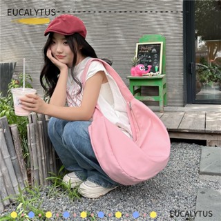 Eutus กระเป๋าสะพายไหล่ กระเป๋าถือ ผ้าไนล่อน น้ําหนักเบา จุของได้เยอะ สีพื้น สําหรับเด็กผู้หญิง