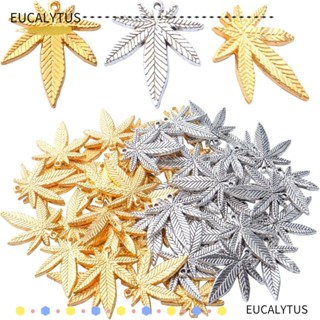 Eutus ต่างหู สร้อยข้อมือ โลหะผสมสังกะสี รูปใบเมเปิ้ล สีทอง แฮนด์เมด