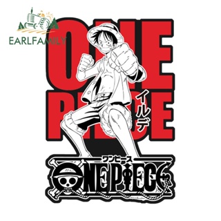 Earlfamily สติกเกอร์ ลายการ์ตูนลูฟี่ One Piece 13 ซม. ป้องกันรอยขีดข่วน สําหรับติดตกแต่งรถยนต์ รถจักรยานยนต์ รถบรรทุก