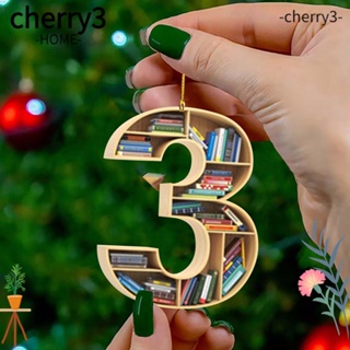 Cherry3 จี้ชั้นวางหนังสือ หมายเลข 0-9 อะคริลิค รูปคริสต์มาส สําหรับแขวนตกแต่งรถยนต์