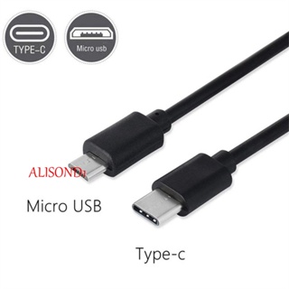 Alisond1 Type C เป็น Micro USB สายไฟ 30/100 ซม. อุปกรณ์โทรศัพท์มือถือ สายเคเบิลข้อมูล Micro B ตัวผู้ ชาร์จเร็ว สายเคเบิล USB