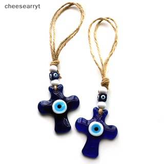 Chee Evil Eye พวงกุญแจ จี้รูปไม้กางเขน สีฟ้า สําหรับแขวนตกแต่งรถยนต์ EN