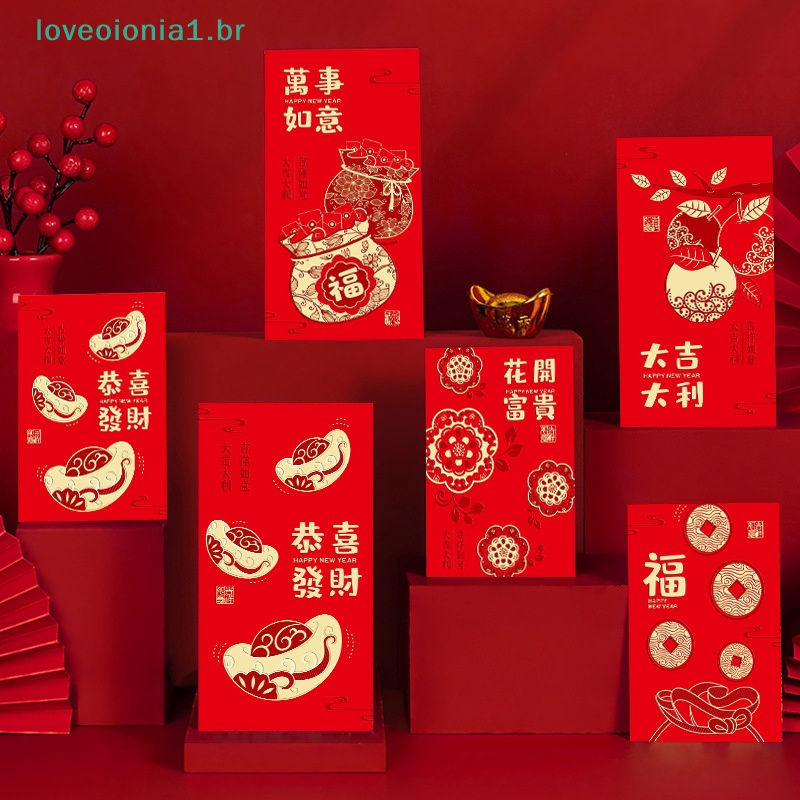 loveoionia1-ซองจดหมาย-ลายกระต่าย-สไตล์จีน-สีแดง-สําหรับเทศกาลปี-2023-6-ชิ้น