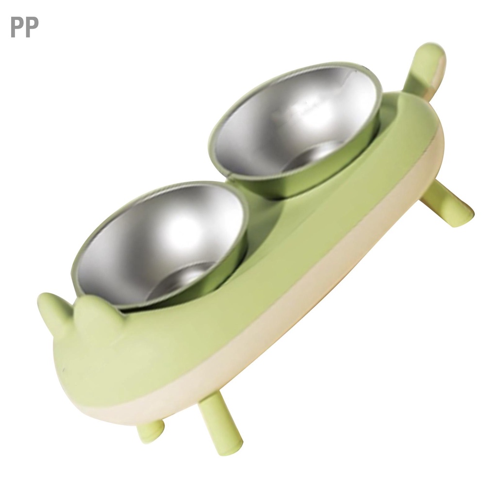 pp-double-bowl-pet-feeder-stainless-steel-elevated-cat-dog-15-degrees-tilted-food-water