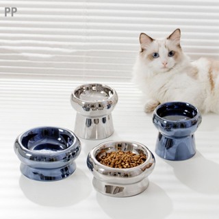 PP ชามแมวเซรามิคหรูหราป้องกันกระดูกสันหลังส่วนคอ 6 Petal Cat Feeding Bowl อาหารสำหรับลูกแมวสุนัข