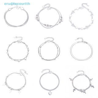 [eruditecourtth] สร้อยข้อมือโซ่ จี้งู หัวใจ หลายชั้น สีเงิน เครื่องประดับแฟชั่น สําหรับผู้หญิง [ใหม่]