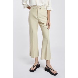ESPADA กางเกงเอวสูงทรงบู้ทคัท ผู้หญิง สีกากี | High Waist Bootcut Trousers | 04732