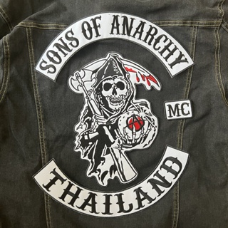 Set 4 ชิ้น Sons Of Anarchy ตัวรีดติดเสื้อ อาร์มรีด อาร์มปัก ตกแต่งเสื้อผ้า แจ๊คเก็ตยีนส์ Embroidered Iron on Patch ขน...