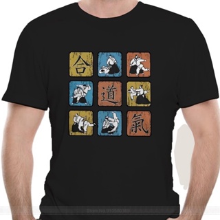 เสื้อยืดคอกลม เสื้อยืดผ้าหนา เสื้อยืดถูกๆ Aikido Dojo AIkido Kanji Wal T-Shirts for Men Aikido karate Strike Kung Fu Fig