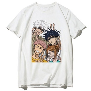 Hio Hop Couples Tshirt Jujutsu Kaisen T-shirt Kawaii Print Animation T-shirt Casual Basic O-neck Short Sleeve Women_03