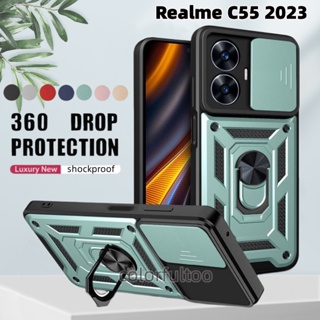 เคสโทรศัพท์มือถือแบบแข็ง กันกระแทก กันรอยกล้อง พร้อมตัวยึดแม่เหล็ก สําหรับ Realme C55 NFC C 55 RealmeC55 2023
