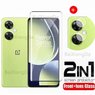 2 in 1 ฟิล์มกระจกนิรภัยกันรอยหน้าจอ สําหรับ OnePlus Nord CE 3 Lite 3lite CE3lite NordCE3lite เลนส์กล้องด้านหลัง ป้องกันเต็มรูปแบบ ฟิล์มด้านหน้า