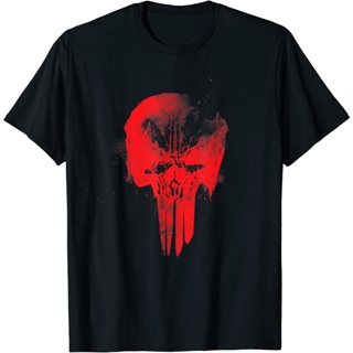 [COD]เสื้อยืด ผ้าฝ้ายแท้ พิมพ์ลายสัญลักษณ์ Marvel The Punisher Red Skull คุณภาพสูง