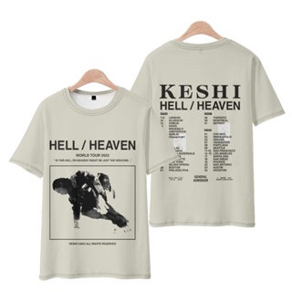 【HOT】เสื้อยืด Keshi The Hell/Heaven Tour Merch 2022 Crewneck Short Sleeve Tee Women Mens Tshirt