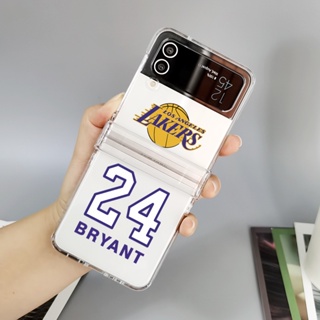 เคสโทรศัพท์มือถือแบบใส กันกระแทก ลาย NBA Lakers สําหรับ Samsung Galaxy Z Flip 4 Flip3 5G
