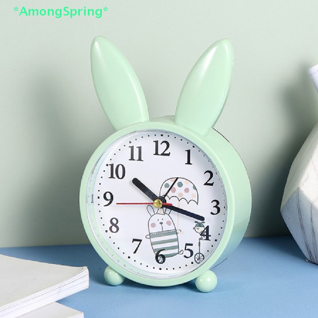 amongspring-gt-นาฬิกาปลุก-ลายการ์ตูนกระต่าย-ไร้เสียง-ขนาดเล็ก-เรียบง่าย-สําหรับตกแต่งห้องนอน-ข้างเตียง-นักเรียน-ของขวัญ