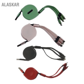 ALASKAR สายชาร์จ 3 in 1 แบบยืดหดได้ชาร์จเร็วหลาย TypeC MicroB USB Adapter สำหรับ IOS HUAWEI
