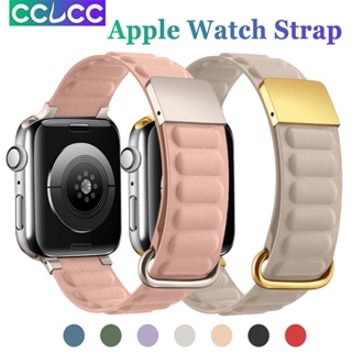 Cclcc สายนาฬิกาข้อมือหนัง แม่เหล็ก แบบเปลี่ยน สําหรับ Apple watch 49 มม. 45 มม. 44 มม. 42 มม. 41 มม. 40 มม. 38 มม. watch Series 8 7 6 5 4 3 2 1 Ultra