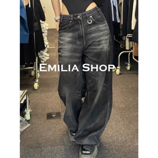 EMILIA SHOP กางเกงขายาว กางเกงเอวสูง กางเกงยีนส์ ผู้หญิงสไตล์เกาหลี เสื้อผ้าแฟชั่นผู้หญิง 2023 ใหม่ A27L05N 0508