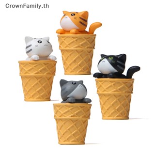 [CrownFamily] ฟิกเกอร์เรซิ่น รูปแมวไอศกรีม สําหรับตกแต่งบ้าน สวน