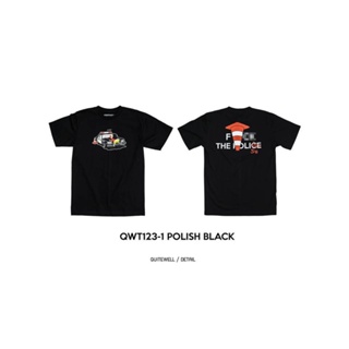 พร้อมส่ง ผ้าฝ้ายบริสุทธิ์ QWT123-1 POLISH BLACK T-shirt