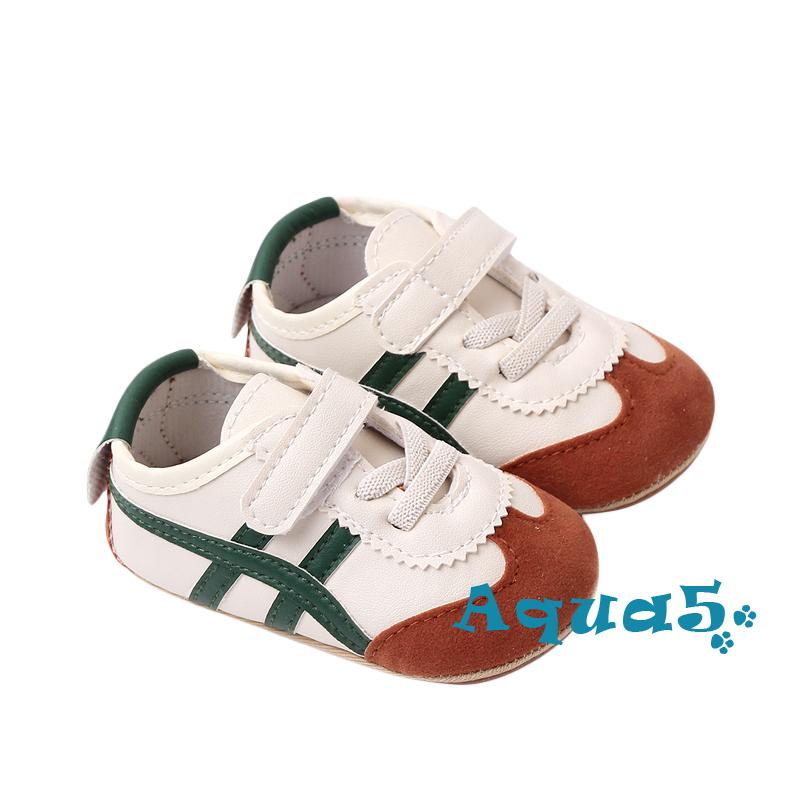 aqq-รองเท้าผ้าใบ-หนัง-pu-กันลื่น-ลายทาง-สีตัดกัน-สําหรับเด็กวัยหัดเดิน
