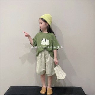พร้อมส่ง ขายดี เสื้อยืดแขนสั้น ผ้าฝ้ายแท้ ทรงหลวม ลายการ์ตูนน่ารัก สไตล์เกาหลี ญี่ปุ่น เข้ากับทุกการแต่งกาย แฟชั่นฤดูร้อน สําหรับเด็กผู้หญิง