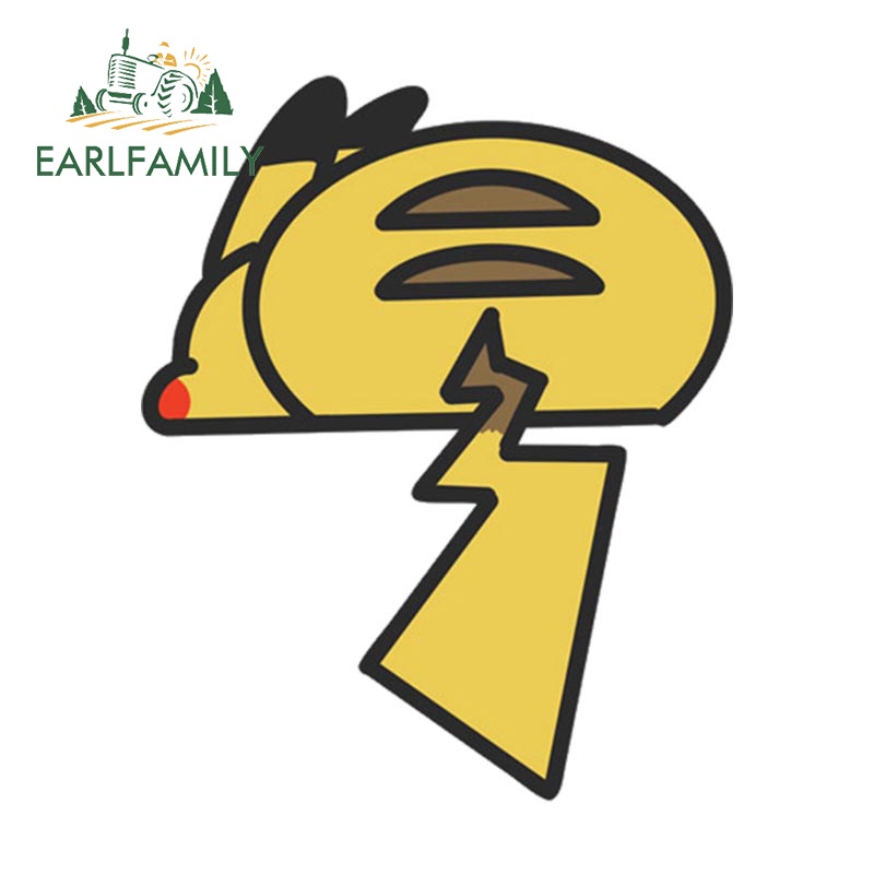 earlfamily-สติกเกอร์ไวนิล-ลายการ์ตูนปิกาจูน่ารัก-สําหรับติดตกแต่งกระจกรถยนต์-แล็ปท็อป-13-ซม