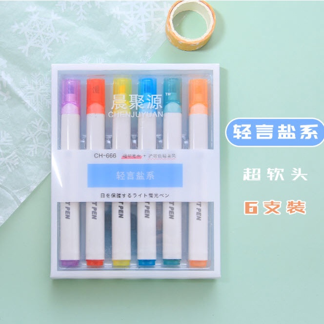 ยกแพ็ค-6แท่ง-6สี-ปากกาไฮไลท์-โทนสีสวย-หลายสี-เน้นข้อความ-มาร์คเกอร์-ปากกาเน้นข้อความ