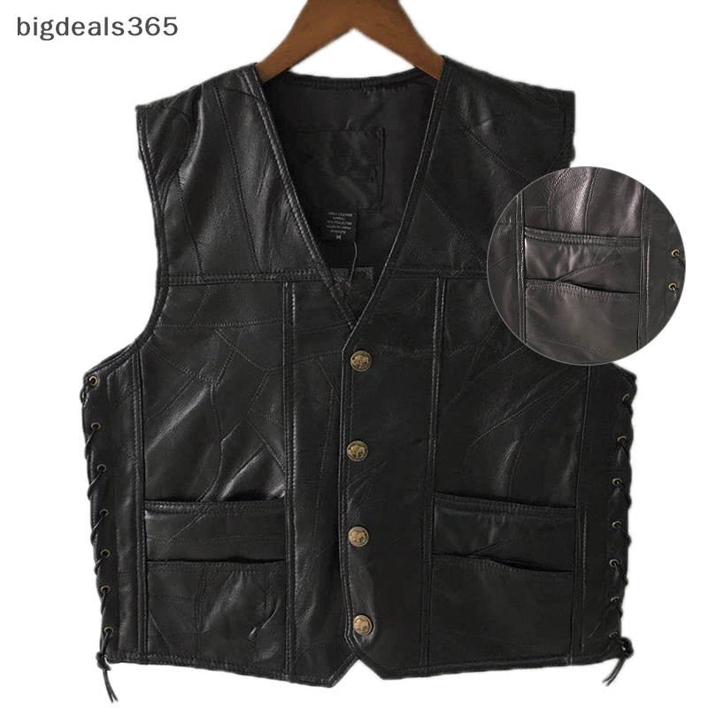 bigdeals365-เสื้อกั๊กหนัง-พลัสไซซ์-สีดํา-สไตล์พังก์-สําหรับขี่รถจักรยานยนต์