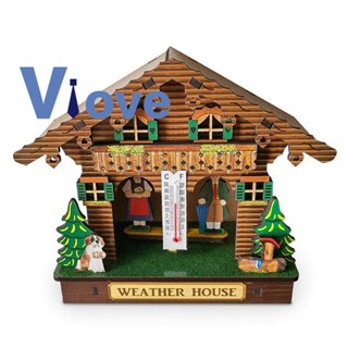 Weather House เครื่องวัดอุณหภูมิ และความชื้น แบบไม้ สําหรับแขวนตกแต่งผนังบ้าน