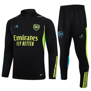 Defoot 24 Arsenal FC เสื้อกีฬาแขนยาวลําลอง มีซิป สีดํา พลัสไซซ์ สําหรับฝึกซ้อมฟุตบอล